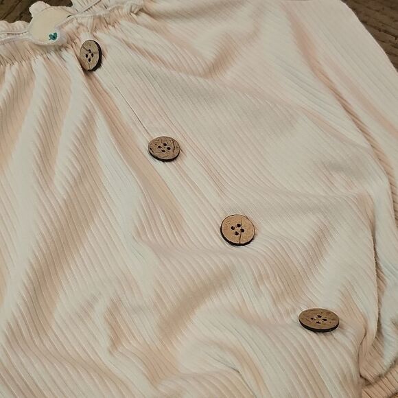 Cream Ribbed Crop Top Size 8 - Picture 2 of 8